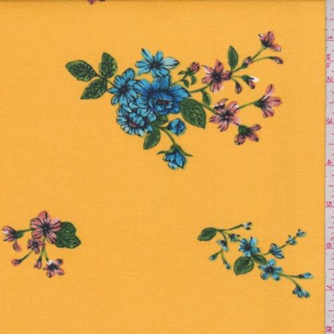 Goldenrod Floral Cluster Double Brushed Jersey Knit Fabric By the Yard